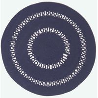 HOMESCAPES Navy Crochet Braided Rug 70cm Round
