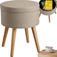 Tabouret en bois avec espace de rangement panneau fibres sable