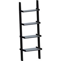 York 4 Tier Ladder Shelf Unit Bookcase Shelving Display Stand Rack Storage, Black