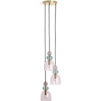 Pendelleuchte Metall und Glas Tri Baudelaire Rosa