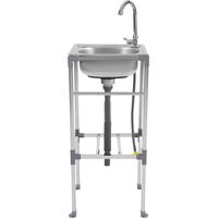 Fregadero Comercial de Acero Inoxidable con 1 Lavabo, Fregadero de Cocina con Estante Inferior Grifo, Fregadero Exterior Jardin Capacidad de Carga de 60 kg Fregadero Camping