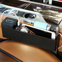 (Option 2) Organisateur de siège auto en cuir PU, boîte de rangement pour fente, organisateur de siège avant, porte-cartes pour portefeuille et téléphone, poche intégrée