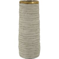 Vaso Lima Open alto in ceramica grigia con dettagli oro