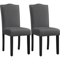 Homevive 2PCS Sillas de Comedor en Tela Pack2 Silla Tapizada Sillas de Cocina con Respaldo Alto Patas de Madera Sillas de Dormitorio para Cocina Salón 43×58.5×97cm Gris Oscuro