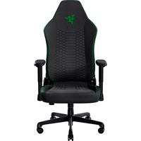 Razer Iskur V2 X Gaming-Stuhl mit schwarzem Stoffbezug, integrierter Lendenwirbelstütze, verbreiterter Sitzfläche mit reduzierten Kanten, konturierten Schaumstoffkissen mit hoher Dichte, verstellbarer