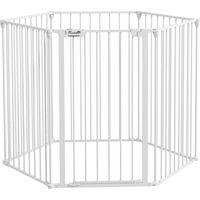 PawHut 2 in 1 Dog Pen, Safety Pet Gate Dog Playpen Foldable for Medium Dogs 6 Panel