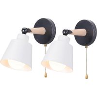 Set of 2 retro vintage wall lights with E27 socket, industrial style ceiling lights made of wood and metal, adjustable indoor wall light with switch, modern wall light for bedroom, entrance area, livi