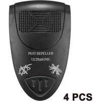 Lot de 4 répulsifs antiparasitaires à ultrasons - Anti-souris - Antiparasitaire prêt à l'emploi, idéal pour les souris, également efficace contre les cafards, les fourmis et les moustiques (noir)