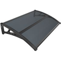 Vounot – Marquise auvent porte d'entrée 120x80cm – Polycarbonate 6mm résistant aux chocs – Support central en aluminium – Anti-UV noir anthracite