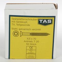 12x TAS Spanplattenschrauben 50 Stück 4,5x70mm TX Teilgewinde Senkkopf Holz Bau