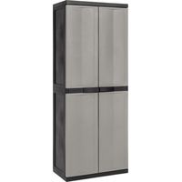 Toomax Armadio Trend Midi Portascope nero/grigio basalto con 4 ripiani regolabili, 65x37x165h cm in plastica riciclata, portattrezzi resistente ideale per garage e spazi esterni