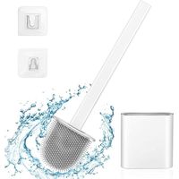 ZOLGINAH Brosse de Toilette en Silicone, Brosse WC Brosse WC Silicone Flexible Très approprié pour Les Coins et Les Petits espaces Entre Les Toilettes et Le Mur(Blanc)