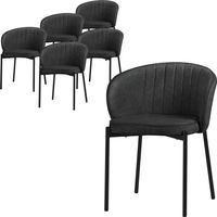 ML-Design 6x Sillas de Comedor en Color Antracita, Asiento Sofá de Salón con Revestimiento de Tela Mueble con Respaldo y Patas de Metal, Sillónes Tapizados Ergonómicos de Cocina o Sala de Estar