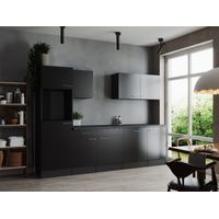 Küche Küchenzeile Leerblock Grau Matt Schwarz Oliver 280 cm Respekta