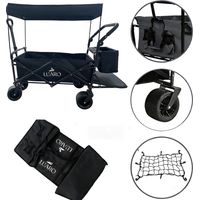 Folding Utility Wagon Cart 120L with Canopy and Mesh