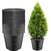 Garronda x20 Pots de Pépinière Ronds en Plastique Ø39 x 31 cm (25L) - Pot Semis Robuste avec Drainage Repiquage Pot de Fleur Exterieur Grande Taille et Culture de Conifères Serre Jardin GD-0205 Noir