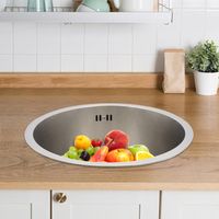 36,5cm Ø Edelstahl Rund Küchenspüle Edelstahlspüle Spüle Einbauspüle Spülbecken