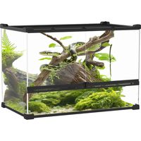 Boîte à reptiles. boîte d'élevage de reptiles. fermeture sécurisée par rotation. ventilation frontale. 50x30x35cm. noir