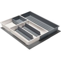 Organizador de cajones OXO con compartimentos móviles para cubiertos.