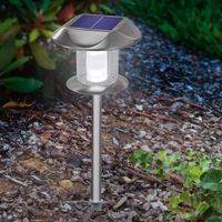 Lampe torche solaire esotec Sunnylight H=38 cm en acier inoxydable résistant aux intempéries 102093
