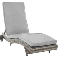 Transat en polyrotin, transat de jardin avec coussin, réglable en 5 positions, transat en rotin, mobilier de jardin, transat en forme de S, métal, gris, 207 x 70 x 70 cm