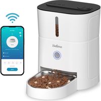 Balimo 3L 2,4G WiFi Distributeur De Croquettes pour Chat, Distributeur Croquettes Chat Automatique, 1-10 Repas par, Convient Aux Chiens et Chats, Blanc