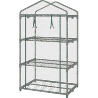 Invernadero 3 niveles terraza 69x49x125 cm acero cubierta PVC puerta cremallera cultivo plantas flores transparente
