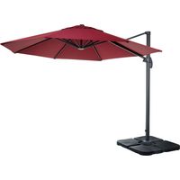 Ombrellone parasole decentrato HHG-535 rotondo 3 m, bordeaux con base