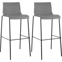 Lot de 2 tabourets de bar Hover Assise Plastique Pieds Métal Gris Noir