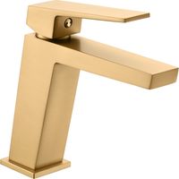IMEX Miscelatore monocomando lavabo en latón con cartucho cerámico Ø35mm acabado PVD oro cepillado incluye flexibles 3-8 modelo ART Imex-BDAR025-1OC