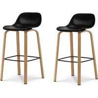 Set mit 2 schwarzen Barhockern im skandinavischen Stil mit Beinen in Metalloptik - Höhe 66cm