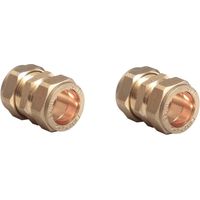 15mm Brass Straight Compression Coupling Connector Fitting for Copper Pipe Pack of 2