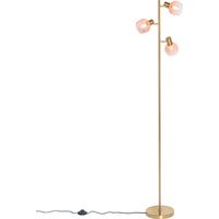 Art Deco Stehlampe Gold mit rosa Glas 3 Lichter - Vidro