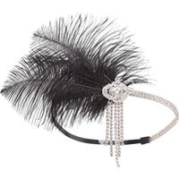 Bandeau pour femme, style années 1920, inspiré du Grand Gatsby, avec plumes et strass, accessoire pour cheveux de cocktail.