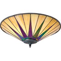Interiors Dark Star - Soffitto a 2 luci grande bronzo scuro chiaro, ambra, vetro stile Tiffany, E27