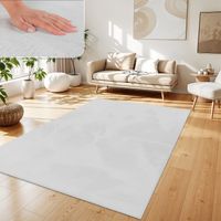 Paco Home Tappeto per Soggiorno in Finta Pelliccia Peluche Alto Pelo Morbido Bianco, 150x170 cm Esagonale