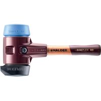 HALDER SIMPLEX Schonhammer Ø 80 mm Gummi / TPE-soft blau mit Standfuß und extra kurzem Stiel Termpergussgehäuse