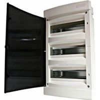 Coffret électrique encastré 36 modules – 3 rangées – IP 40 – Porte translucide teintée réversible – Montage en cloison creuse