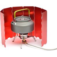 Pare-vent de camping 8 panneaux pliable pour réchaud à gaz, protection vent extérieure pour cuisine (Rouge)