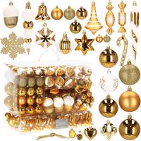 SPRINGOS Palline per albero di Natale 155 pz. Decorazione natalizia in plastica color oro Albero di Natale Corona dell'Avvento