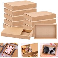 12 Stück Schubladenboxen aus Kraftpapier, 19 x 14 x 5,2 cm, Kraftbox mit Deckel, Geschenkbox aus Kraftpapier, kleine Pappschachtel für Süßigkeiten, faltbare Kraftkartons für Süßigkeiten