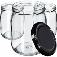 KADAX Marmeladengläser mit Schraubdeckel - 540 ml - schwarz - 16 Stück