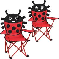 Kids folding camping chairs steel frame set of 2