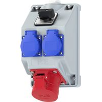 PC Electric 160815521 Steckdosen-Verteiler Grau, Blau, Rot