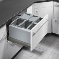 Hailo – Poubelle de cuisine encastrable 35L – 3 bacs amovibles pour tri sélectif – Dimensions adaptées pour meubles coulissants 60 cm