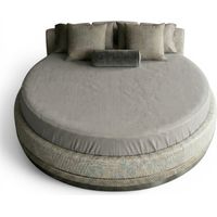Tex Family Drap rond bas 100 % coton fait sur mesure – Élastique rond à 360° – Ø180–240 cm – matelas jusqu'à 35 cm Gris