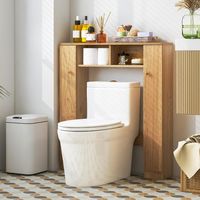 Costway – Meuble de rangement au-dessus des toilettes – 2 compartiments ouverts – 2 armoires – 4 étagères réglables – Matériau E0 – Dimensions 87,5 x 18 x 98 cm