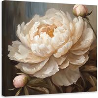 Tableau déco Fleur peinte pivoine 60x60