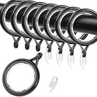 Lot de 32 anneaux de rideaux en plastique avec crochets pour rideaux de douche, portes et fenêtres. Diamètre intérieur 35 mm. Noir.