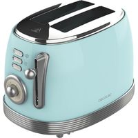 Cecotec – Grille-pain vertical 2 fentes 850W – Fentes extra-larges 3,8 cm – 6 niveaux de grillage – Acier inoxydable laqué bleu vintage